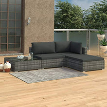 vidaXL Set Divani da Giardino 4 pz con Cuscini Foderati Lavabili Modulare Leggero Elegante Arredi da Esterno in Polyrattan Grigio Telaio in Acciaio