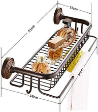 HTL Scaffale per il bagno nero in rame americano per cosmetici da bagno a parete senza punzone per il bagno, facile da installare