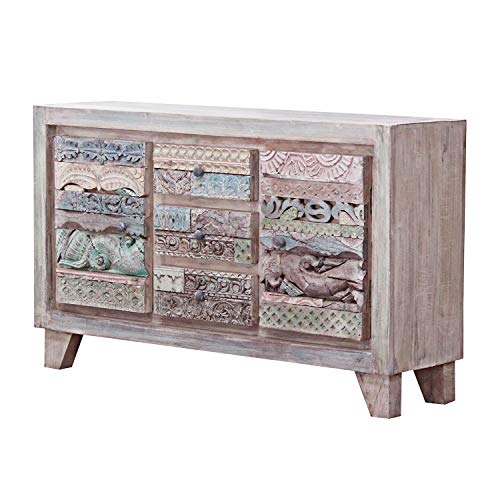 Casa Moro | Cassettiera indiana Azara 150x40x90 cm (L/I) in Shabby Chic Design | cassettiera stretta in vero legno di mango | Una credenza per una vita semplicemente bella | CAC555280