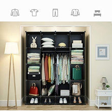 JOISCOPE Guardaroba, Armadio portatile per camera da letto, Scatola di immagazzinaggio, Armadio componibile in plastica con pensili, Nero e Bianco(16 cubi)
