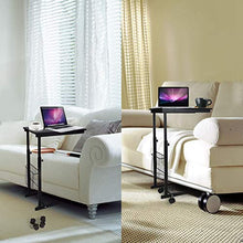 lyrlody Tavolino D'Appoggio,Tavolo Porta Laptop Tavolino da Divano Scrivania da Computer in Truciolare + Acciaio al Carbonio, Regolabile in Altezza,50 x 30 x 60-80cm