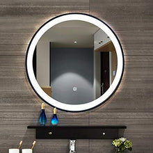 specchio Rotondo con Cornice in Ferro, Bagno Trucco a Luce LED, Pulsante Touch per Soggiorno/Camera da Letto (Luce Bianca) Bianco, Nero, Oro