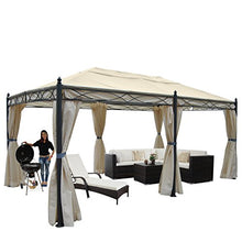 Gazebo pergola baldacchino Cadice acciaio poliestere ~ 5x3m avorio con zanzariere e tende