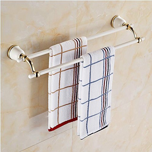 MBYW Portasciugamani Moderno Minimalista Portasciugamani Elegante per Il Bagno di Moda Portasciugamani Europeo, Doppio palo in Rame Verniciato Bianco  Adatto per Bagno,Cucina, Ufficio o Altri luoghi