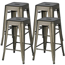 Yaheetech 4 Sgabelli da Bar Vintage Alti in Metallo per Cucina Moderni Industriali con Poggiapiedi Impilabili Marrone Vintage Altezza di 61 cm