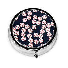 Scatola rotonda per medicina portatile, mini pillole in metallo, dispenser per pillole, borsa da tasca, regalo da viaggio, baseball