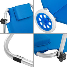 TecTake 800536 - Lettino da Spiaggia con Ruote, Tettuccio Parasole Regolabile Alluminio 176 cm - Disponibile in Diversi Colori (Blu | Nr. 402784)