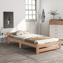 Keebgyy Letto in legno massiccio con testiera e rete a doghe, naturale (200 x 90 cm)