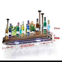 Portaoggetti da Cucina Portabottiglie in Metallo Montato A Sospensione, Portabottiglie E Portabicchieri in Ferro E Legno Europei (Dimensioni: 100 * 27 * 12 Cm)