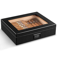 Cigar Box, Cigar Humidor, Legno di Cedro Cigar Box, umidificatore, Grande capacità del Modello in Fibra di Carbonio Alta qualità (Size : 25.9x22x6.8cm)