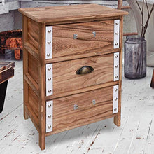 BAKAJI Mobile Cassettiera Mobiletto 3 Cassetti in Legno MDF Brown con Decorazioni in Legno Nianco e Borchie Design Moderno Arredamento Casa (30 x 41 x 58 cm)