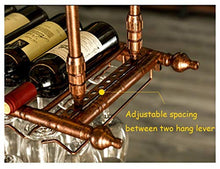 Alqn Portabottiglie da parete Scaffale di stoccaggio in ferro metallico nel bar Loft Soffitto a parete Appeso Vino Calici in vetro Champagne Calici Portabottiglie Portabottiglie da vino Multi-Size,Br