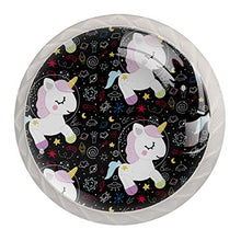 4 pomelli bianchi per armadietti da cucina, camera da letto, guardaroba, cassettiera, cassettiera, carino spazio fumetto bambino unicorno
