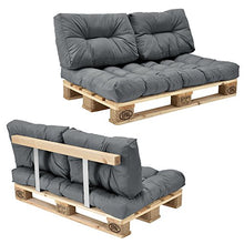 [en.casa] Divano Palette Euro DIY Divano per Dentro 1 x Cuscino per Il Sedile e 2 x Cuscino per Schienale Grigio incl. 1 Paletta Euro Schienale