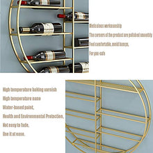 JMYSD Portabottiglie da Parete per Vino, Portabottiglie per Vino in Ferro, Ripiani Portaoggetti Rotondi, Portabottiglie per Champagne, Decorazioni per La Casa da Bar,Nero,60 * 11 * 60CM