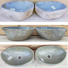 Doppio lavabo da tavolo in pietra naturale 45/50 cm, Duo. Scelta su foto inviate al vostro ordine con le dimensioni.