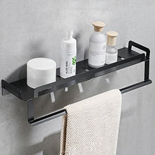Dongyd Barra di Alluminio per mensola Bagno in Alluminio - 120mm * 600mm * 75mm - Mensola per scaffali da Parete con Doppio rettangolo Nero