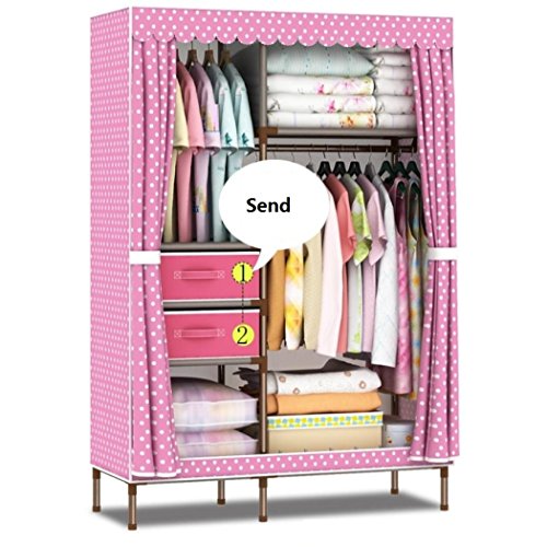 LyMei Armadio Guardaroba Portatile Armadio in Tessuto Oxford, Armadio di Rinforzo in Acciaio Inox Verniciato. Armadio Guardaroba,A_110*45 * 170cm