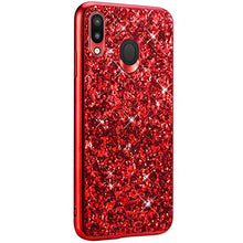 Saceebe Compatibile con Galaxy M20 Custodia Silicone TPU Paillettes Glitter Strass Silicone TPU Case PC Coperture [placcatura bordo] Bumper Case Ultra Sottile Antigraffio,rosso&