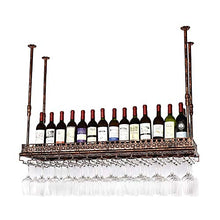 YWYW Portabottiglie Portabicchieri da Vino Portabicchieri da Champagne Portabicchiere Portabottiglie da Appendere in Ferro battuto Europeo (Marrone) (Dimensioni: 100 * 35 cm)