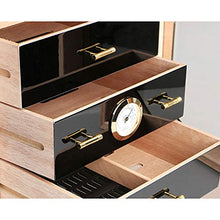 Cigar Box, Cigar Humidor Legno di Cedro Cigar Box Tre Strati di Nero può Contenere 50 Alta qualità (Size : 22x24x24cm)