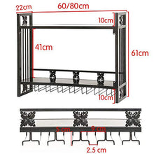 2-Tiers Wine Rack, Calici supporto di vetro, 60/80 centimetri a muro industriale montato Wine Rack metallo appeso, Scaffale scaffali galleggiante, della cucina della casa Decor Display Rack,60cm