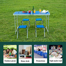 FOMT Tavolo Pieghevole con 4 Sedie Tavolo da Picnic Set di Sedie Tavolo da Picnic Regolabile in Altezza Portatile Tavolo da Pranzo per Interni Ed Esterni per Barbecue da Campeggio,ADD 4 Stool b