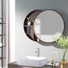 XM-MIRROR Armadietto Rotondo con Specchio da Bagno Armadio a Muro Armadio da Cucina Armadio da Cucina Armadio a Specchio da Bagno con Porta Scorrevole,Nero,50CM