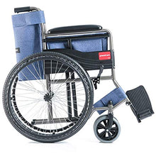 Sedia A Rotelle con Telaio in Tubo d'Acciaio, Sedia A Rotelle Manuale, Disabili, Famiglia di Anziani, Assistenza Medica, Pieghevole, Blu A