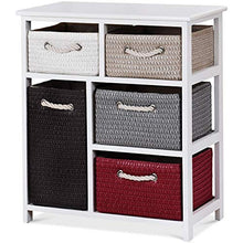 Cassettiera ， Cassettiera in Legno A 3 Ripiani Armadio Rack 5 Cestini Intrecciati in Vimini Organizer in Addit