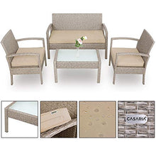 Deuba Set Mobili da Giardino Polyrattan Poltrone Panca tavolino Lounge Patio Salottino Esterno Beige