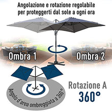 Outsunny Ombrellone da Giardino a Manovella 250x250cm con Rotazione a 360°, Parasole Regolabile su 5 Livelli, Grigio