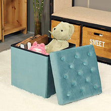 Bonlife Pouf Contenitore Velluto Poggiapiedi Camera da Letto Quadrato Cassapanca Bambini Sgabello di Stoccaggio Comodino Salvaspazio 40x40x40cm Verde