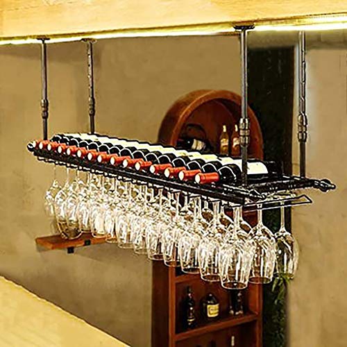 Altezza regolabile con montaggio a parete attaccatura del supporto di bottiglia del vino, Metallo, Vetro Vino Rack Calice Calici Rack stile vintage creativo Bar decorazioni in vetro Rack Wine Rack