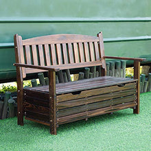 Household items Armadietti in Legno massello con Panca da Giardino, Sedili portaoggetti da terrazza con Cuscino da Esterno, Panca da Cortile Impermeabile e anticorrosione con Trattamento carbonizzato