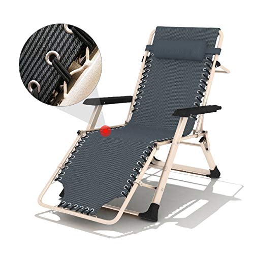 Hfyg Lettino Prendisole Patio sedie adagiantesi, Sedia a Sdraio Siesta Ufficio Balcone pisolino Sedia Semplice Letto Pieghevole Lounge Chair Famiglia Chaise Longue (Color : Gray)