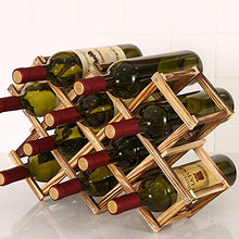 Portabottiglie in legno pieghevole a 10 scomparti Portabottiglie per bottiglie di vino Portabottiglie per vino Tavolo Portabottiglie da terra Scaffale per vino Scaffale per vino legno Controsoffitto