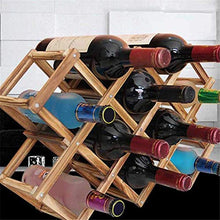 XQK Portabottiglie in Legno capacità 10 Bottiglie Portabottiglie in Legno Naturale Pieghevole Portabottiglie per Vino per Display, Decorativo, Mobile, Bar