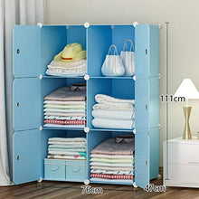 Armadio semplicità 6-Gitter Wardrobe Locker Organizzatore di Plastica Ripiani 6 Porte Deeper Cube Abbigliamento Home Camera Blu 76X47X111CM MXJ61