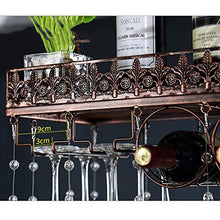 Portavini Portabottiglie in Ferro da Soffitto, Portabicchieri da Vino, Regolabile in Altezza, Espositore per Vino da Bar Ristorante, con Pendente in Cristallo