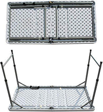 Tavolo da campeggio 4ft 1.2m Tavolo pieghevole Portable Regolabile Altezza regolabile Picnic Tavolo da campeggio per giardino, Catering, Camping, BBQ Party, Attività all'aperto, Bianco Tavolo pieghevo