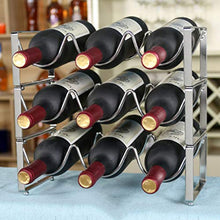 ZHIQ Portabottiglie Impilabile, Portabottiglie in Piedi - Portabottiglie di Vino - per Bar, Cantina, Cantina, Armadio, Dispensa- Metallo (Argento)