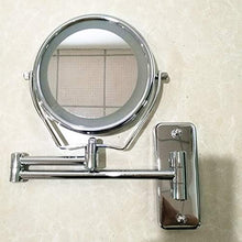 Specchio per il trucco Parete dello specchio LED dello specchio di bellezza ingrandimento 7x, pieghevole Vanity lampada a scomparsa girante 360 Funzione specchio da rasatura d'argento Specchio da at