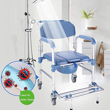 Sedia da Doccia con Ruote Sedia da Toilette E Sedile Imbottito per WC Sedia da Trasporto per Sedia A Rotelle Vasca da Bagno WC 90X53X53Cm A
