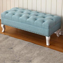 LXESWM Pouf Panca Ottomana banco Rettangolare poggiapiedi in Tessuto Imbottito Trapuntato Divano a Panca da Letto Soggiorno Scarpe Banco con Decorazione Unghie e Gambe in Legno massello