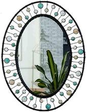 HFFFHA Specchio per Il Trucco in Ferro battuto in Stile Europeo Specchio per Bagno a Parete Specchio Decorativo per Bagno Ovale