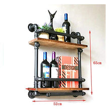 MoDi Industrial Water Pipe Wine Rack Wall Hanging Iron Art Retro Style Bar Wine Rack (L52CMxH65CM)