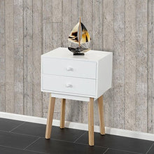 Mendler Kommode Malmö T271, Beistelltisch Nachttisch Schrank, Retro-Design 59x40x30cm - Schublade Weiß