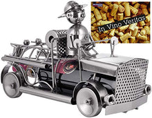 BRUBAKER Portabottiglie da Vino Dei Vigili Del Fuoco - Portabottiglie con Scultura in Metallo Del Motore Dei Pompieri - 32 cm di Metallo - Regalo di Vino per Pompieri e Donne Del Fuoco