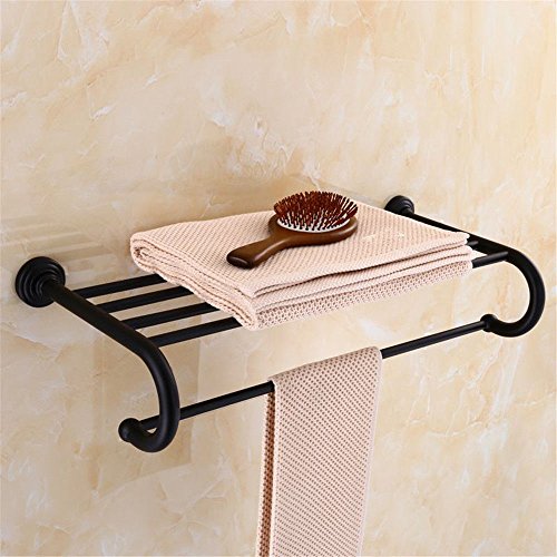 MBYW Portasciugamani Moderno Portasciugamani Elegante per Il Bagno di Moda Tutto Il Rame Europeo Asciugamano Nero cremagliera Hardware Accessori Bagno Antico Muro Appeso portasciugamani 50cm